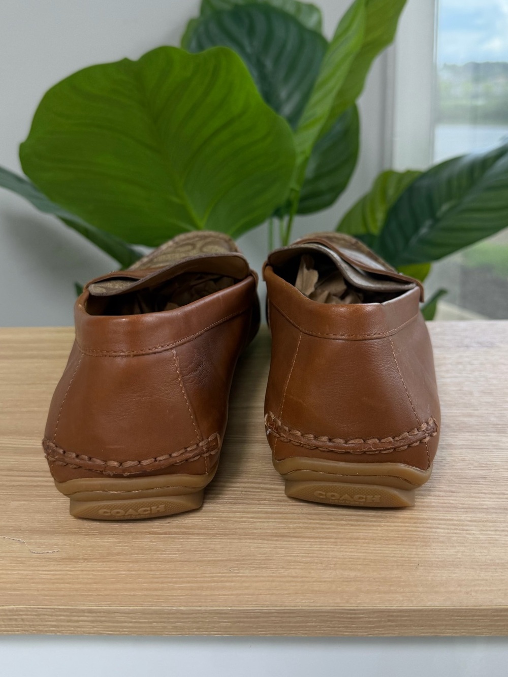 Coach Mott Driver Tan & Brown Signature Canvas Penny Loafers SZ 10D|43 - Picture 5 of 7
